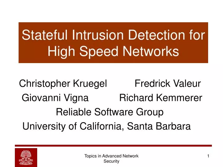 stateful intrusion detection for high speed networks