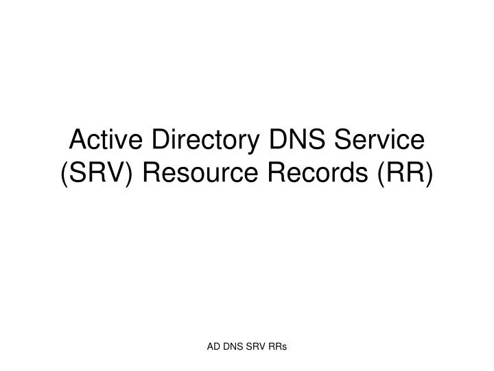 active directory dns service srv resource records rr
