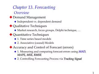 Chapter 13. Forecasting Overview