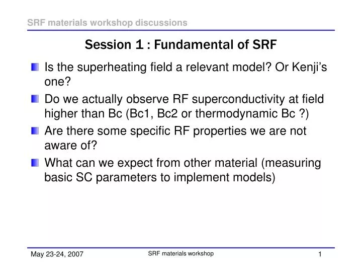 session 1 fundamental of srf