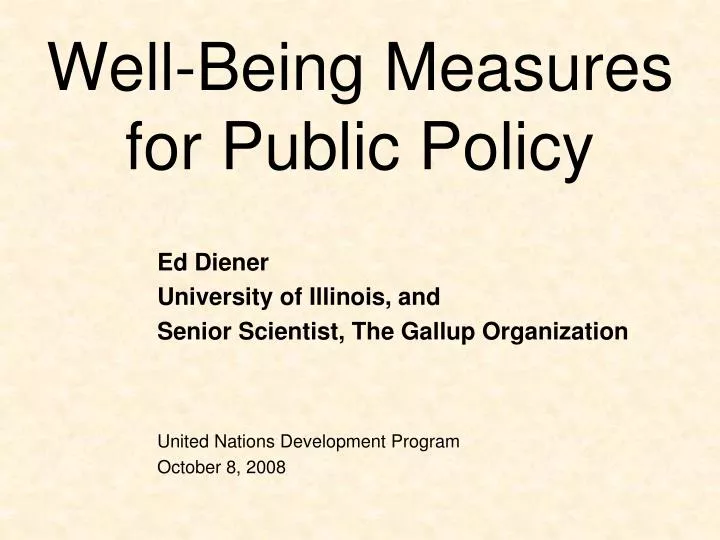 well being measures for public policy