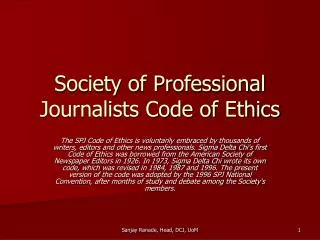 Society of Professional Journalists Code of Ethics