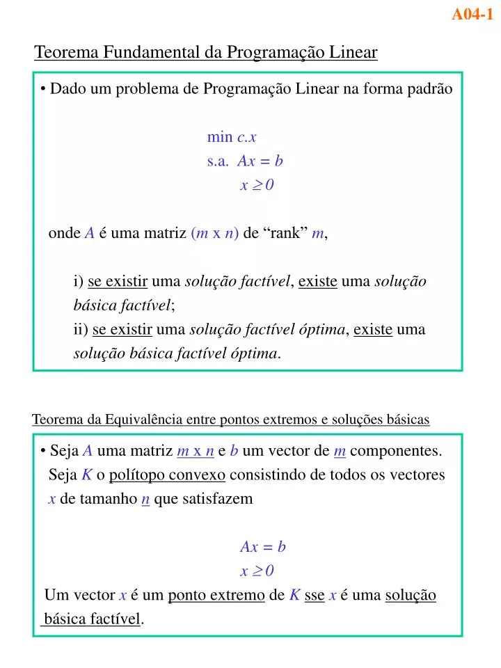 teorema fundamental da programa o linear