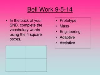 Bell Work 9-5-14