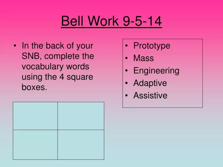 bell work 9 5 14