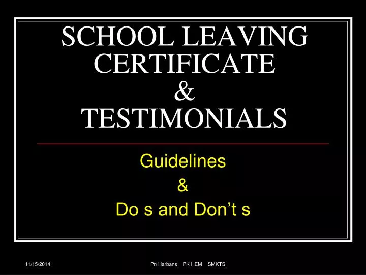 school leaving certificate testimonials