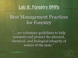 Best Management Practices for Forestry