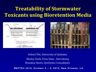 Treatability of Stormwater Toxicants using Bioretention Media