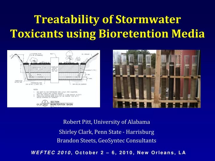 treatability of stormwater toxicants using bioretention media
