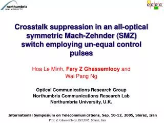 Hoa Le Minh, Fary Z Ghassemlooy and Wai Pang Ng Optical Communications Research Group