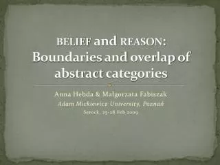 belief and reason : Boundaries and overlap of abstract categories