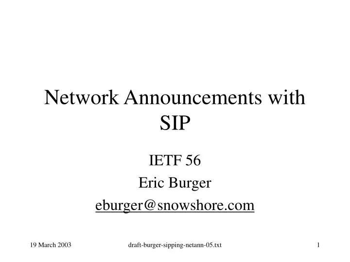 network announcements with sip