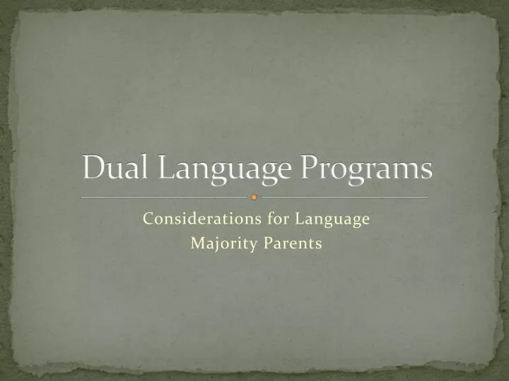 dual language programs