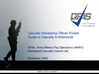 Casualty Assistance Officer Pocket Guide to Casualty Entitlements