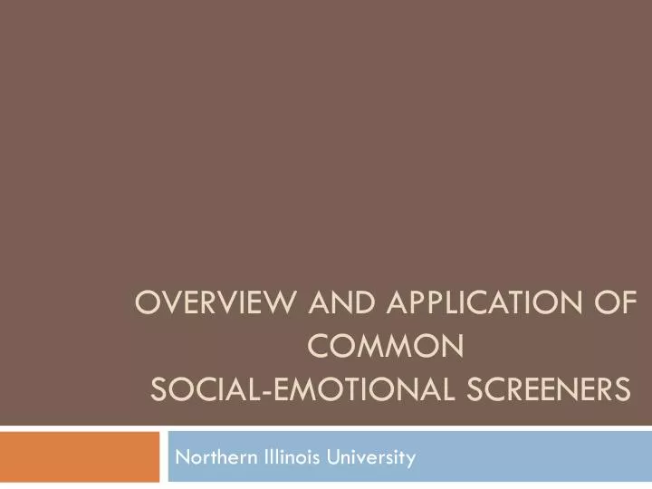 overview and application of common social emotional screeners