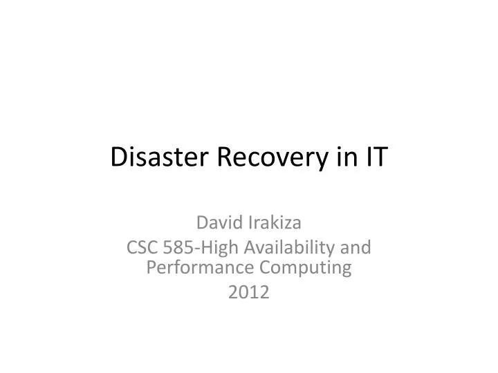 disaster recovery in it