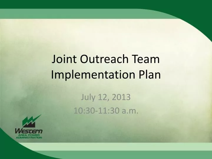 joint outreach team implementation plan