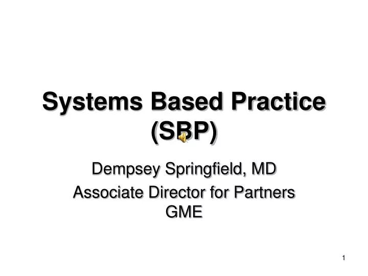 systems based practice sbp