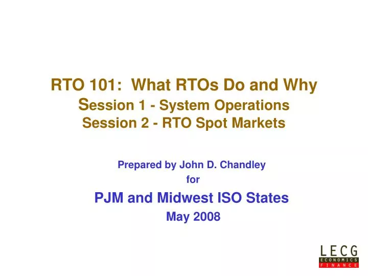 rto 101 what rtos do and why s ession 1 system operations session 2 rto spot markets