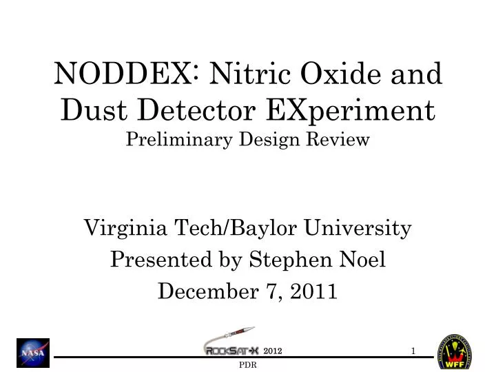 noddex nitric oxide and dust detector experiment preliminary design review