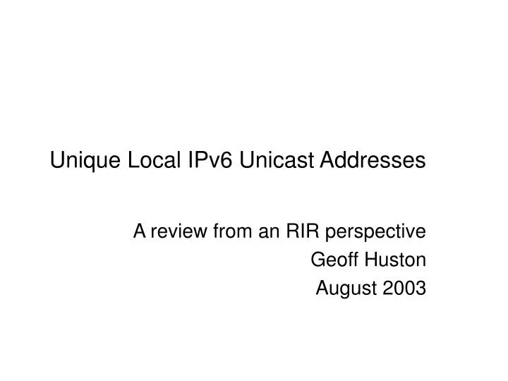 unique local ipv6 unicast addresses