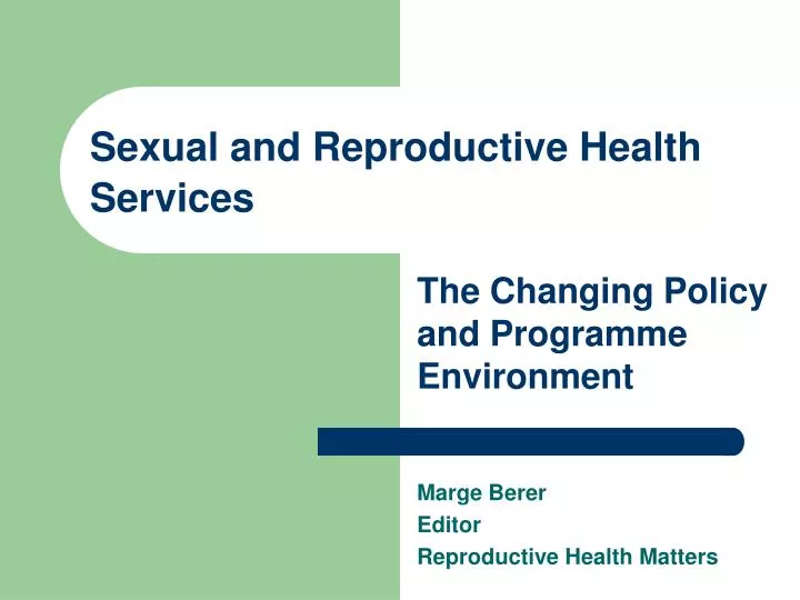 sexual and reproductive health services