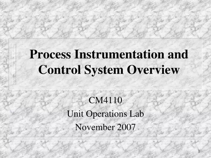 process instrumentation and control system overview
