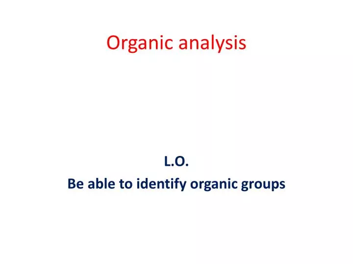 organic analysis