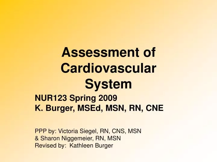 assessment of cardiovascular system