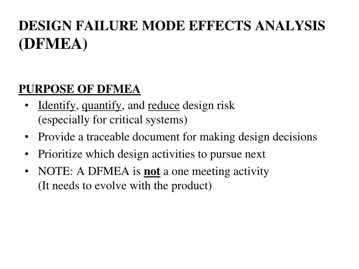 design failure mode effects analysis dfmea purpose of dfmea
