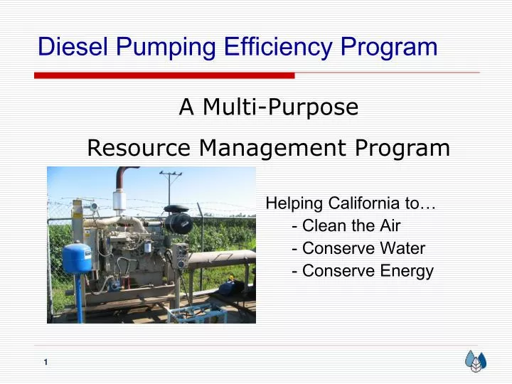 diesel pumping efficiency program
