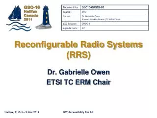 Reconfigurable Radio Systems (RRS)