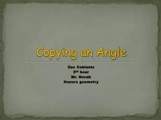 Copying an Angle