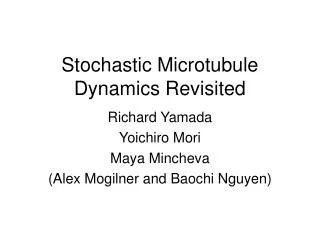 Stochastic Microtubule Dynamics Revisited