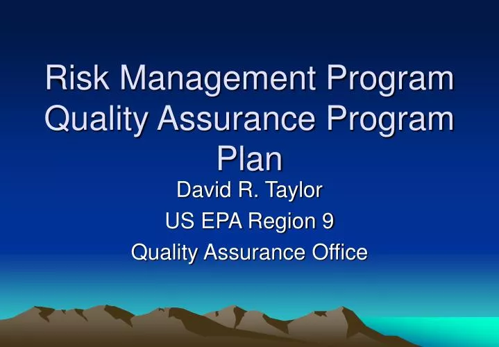 risk management program quality assurance program plan
