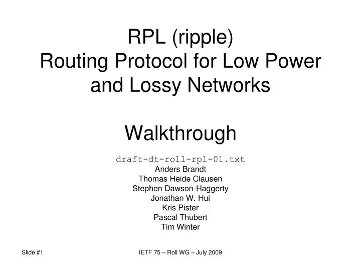 rpl ripple routing protocol for low power and lossy networks walkthrough
