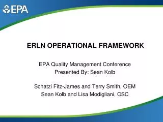 ERLN OPERATIONAL FRAMEWORK