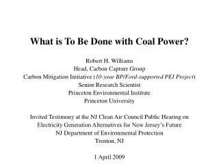 What is To Be Done with Coal Power?