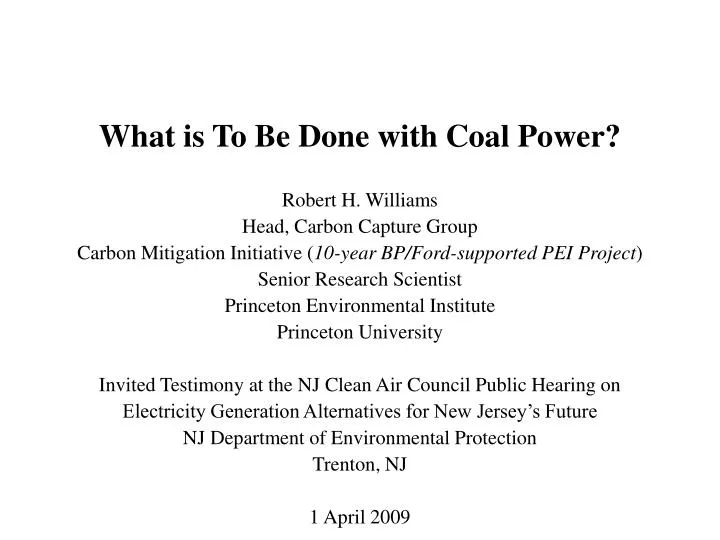 what is to be done with coal power