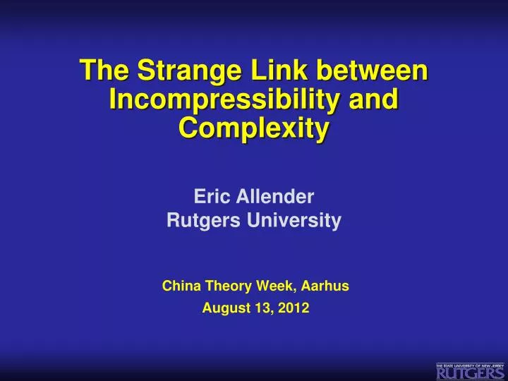 the strange link between incompressibility and complexity