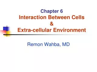 Chapter 6 Interaction Between Cells &amp; Extra-cellular Environment