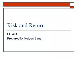 Risk and Return