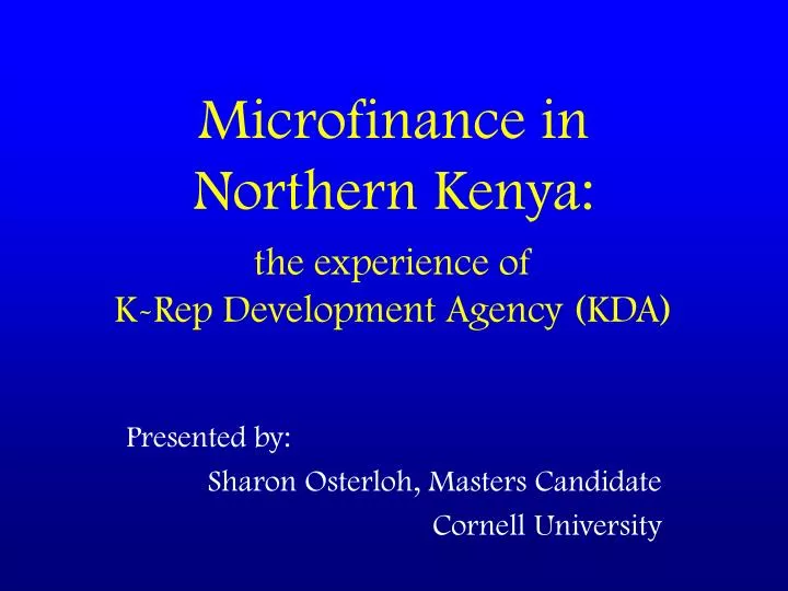 microfinance in northern kenya the experience of k rep development agency kda