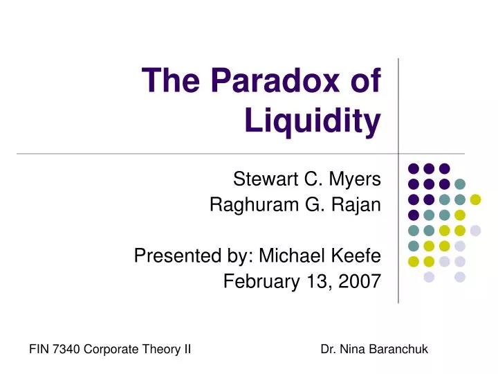 the paradox of liquidity