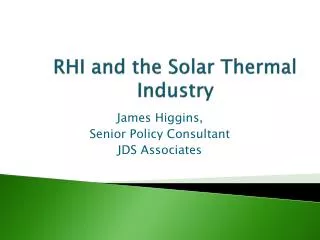 RHI and the Solar Thermal Industry