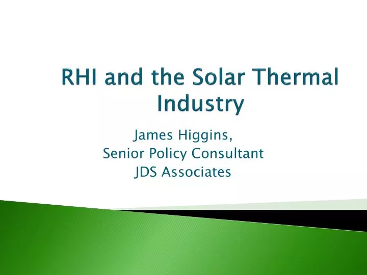 rhi and the solar thermal industry