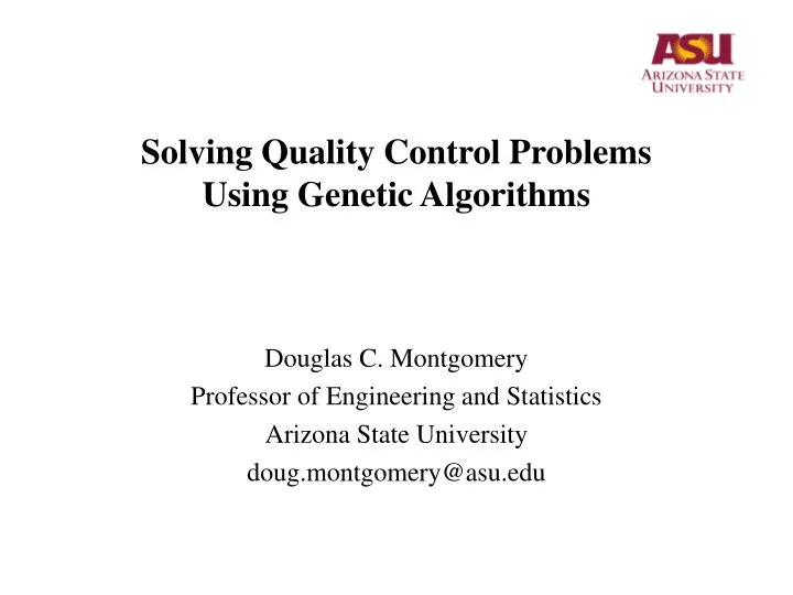 solving quality control problems using genetic algorithms