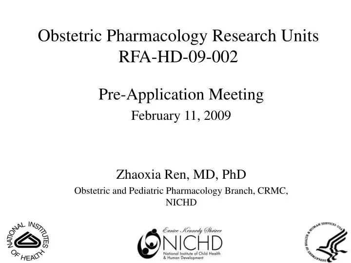 obstetric pharmacology research units rfa hd 09 002