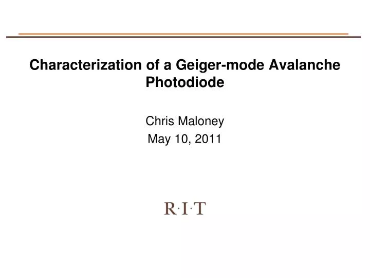 characterization of a geiger mode avalanche photodiode