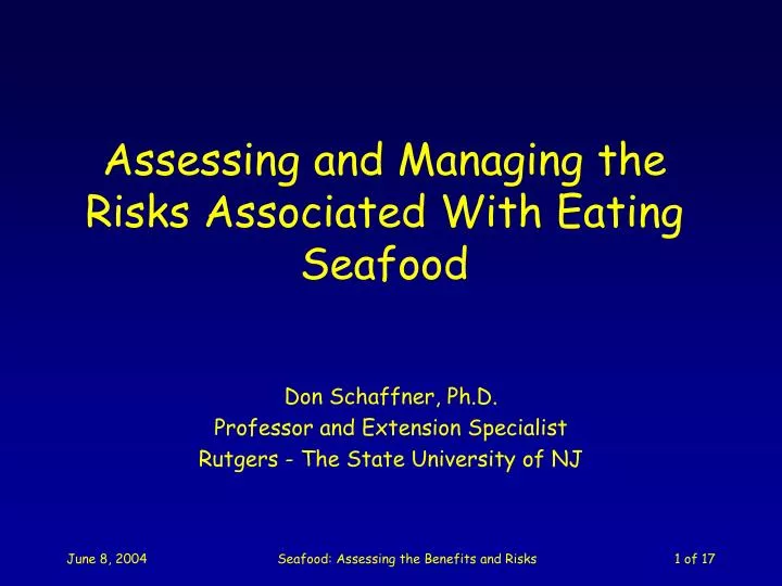 assessing and managing the risks associated with eating seafood